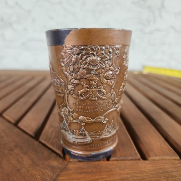 Antique "Souvenir of Vancouver BC" Copper Cup Stanley Park Waterfront CPR Depot - Picture 5 of 16